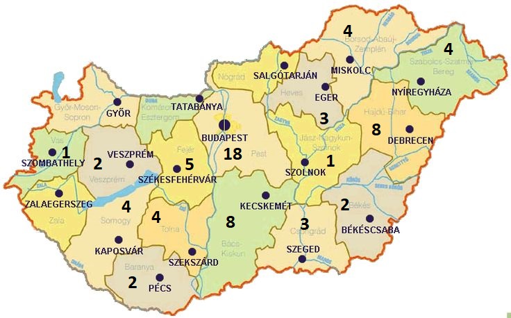 hu map CNC Megyekent